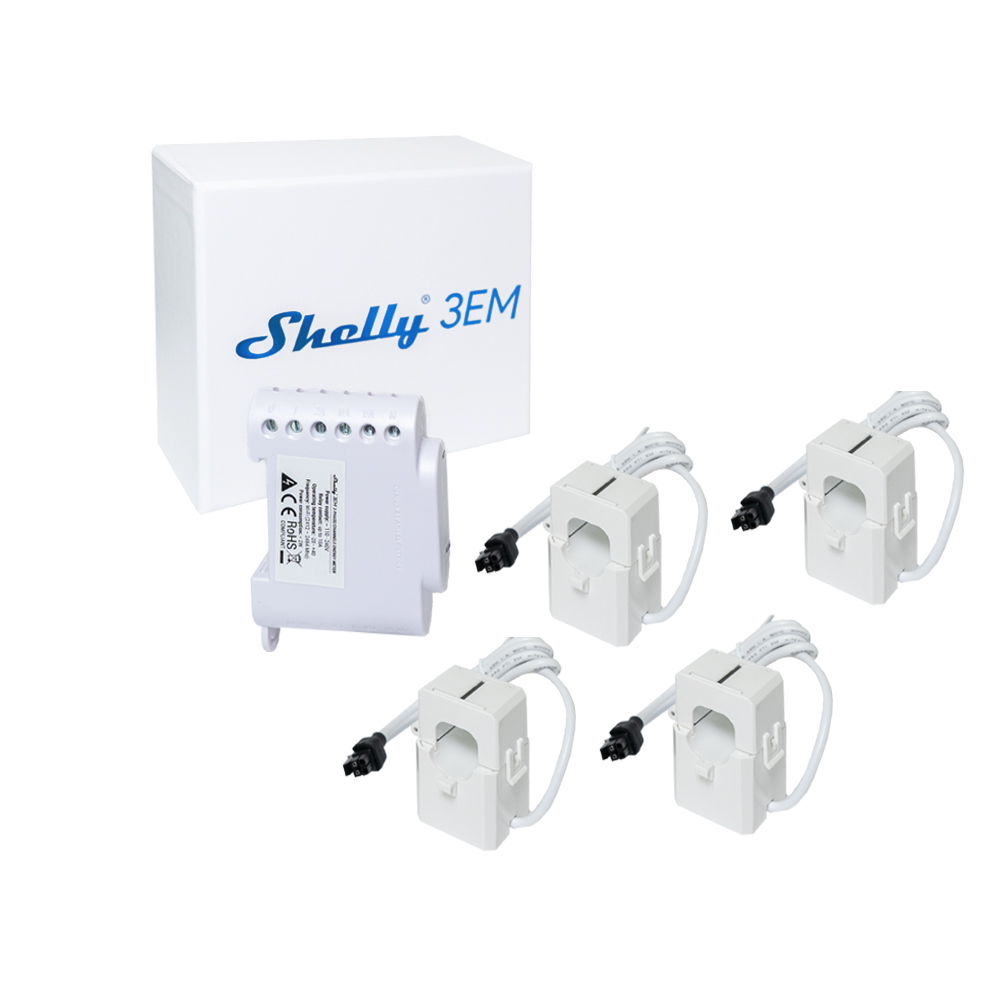 Shelly EM + 2 Pinze Amperometriche Fino a 50A per Misurazione Consumo  Elettrico