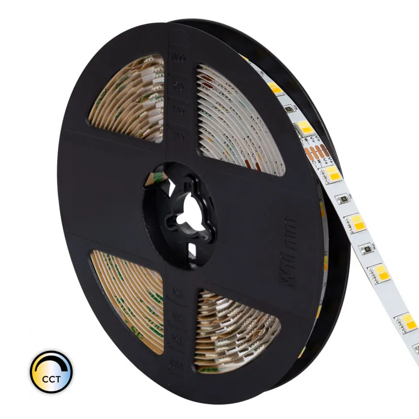 Striscia LED 24V DC 60LED/m 5m CCT IP20 15w/m